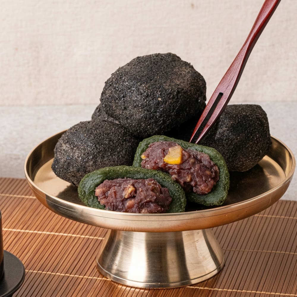 떡함지 흑임자 쑥찹쌀떡 달콤한 팥